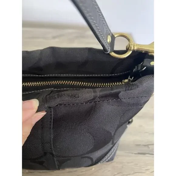 Coach Black Monogram Mini Carly Tote Bag Leather Brass y2k Vintage Signature - Picture 5 of 13